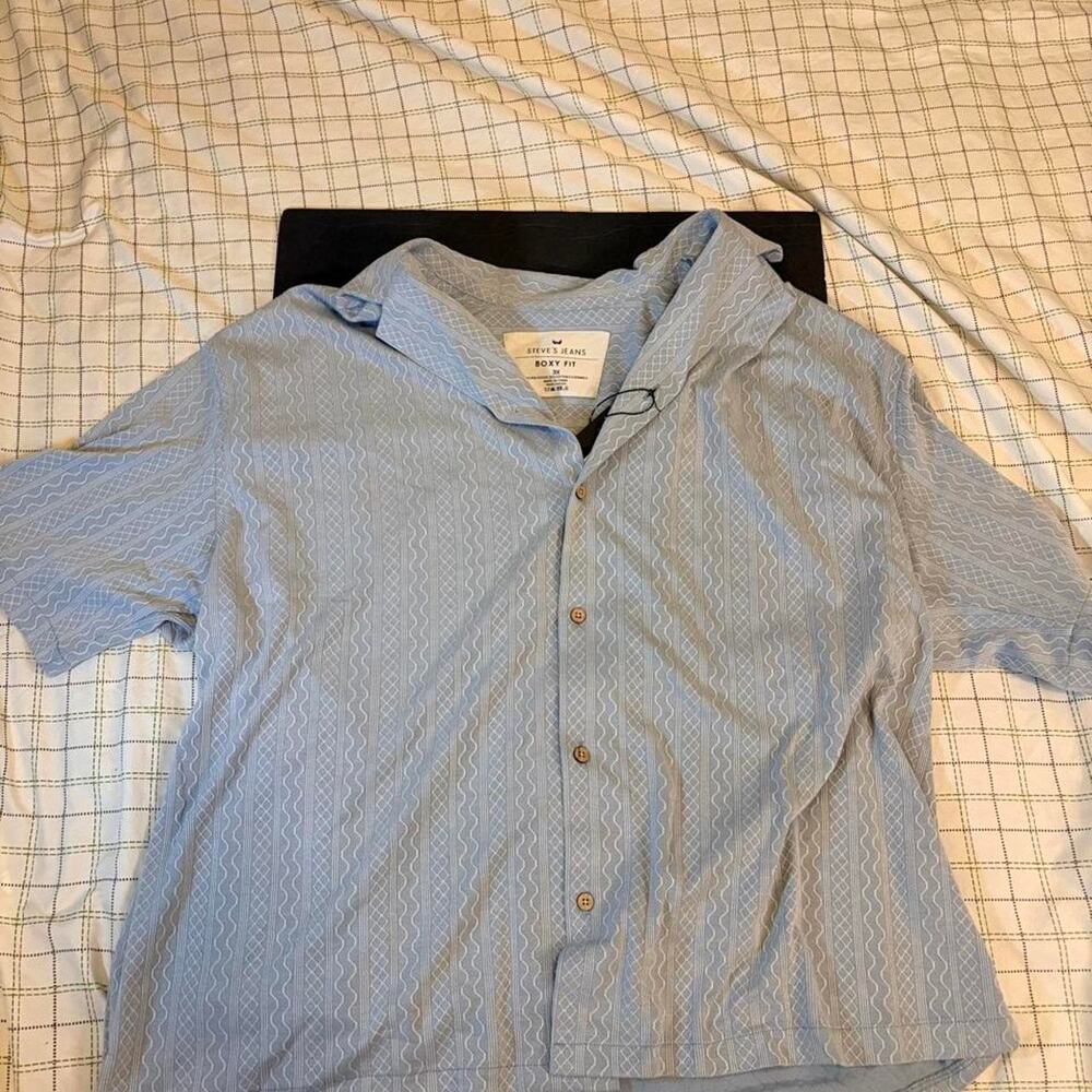 Steve's Jeans Blue Button-Up Shirt Size 3XL